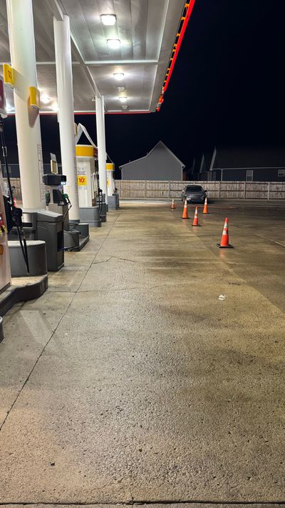 Clean gas station forecourt