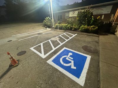 Fresh parking lot striping
